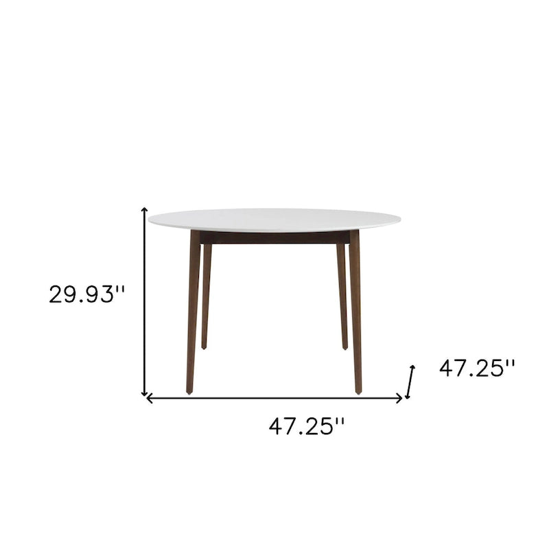 White and Brown Rounded Dining Table