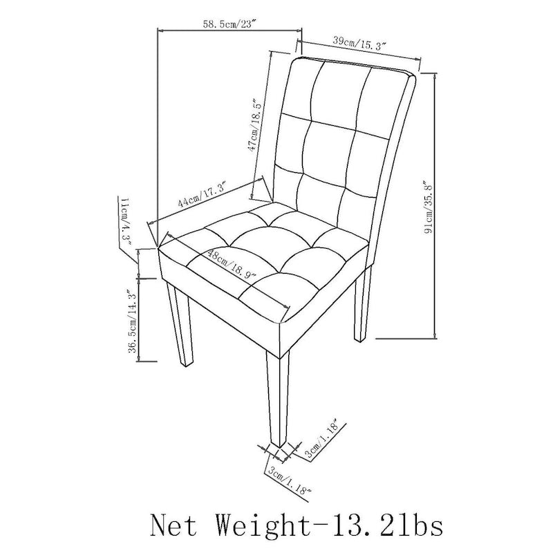 Contemporary Parson Dining Chair 18.9w x 23d x 35.8h