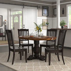 Black Extending Oval Wood Table Slat Back 5-piece Dining Set