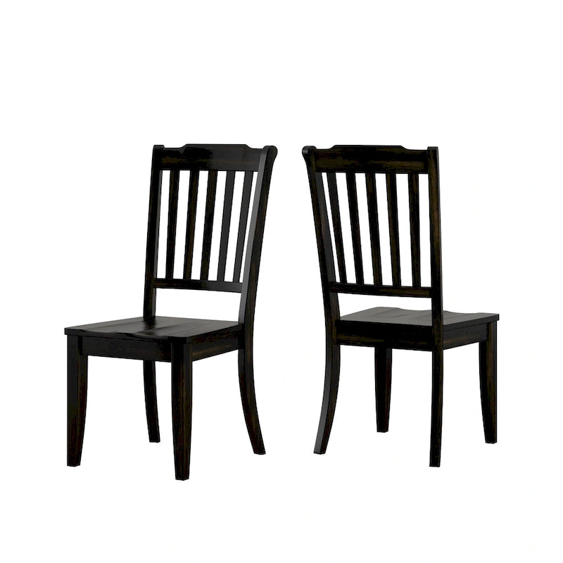 Black Extending Oval Wood Table Slat Back 5-piece Dining Set