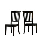Black Extending Oval Wood Table Slat Back 5-piece Dining Set