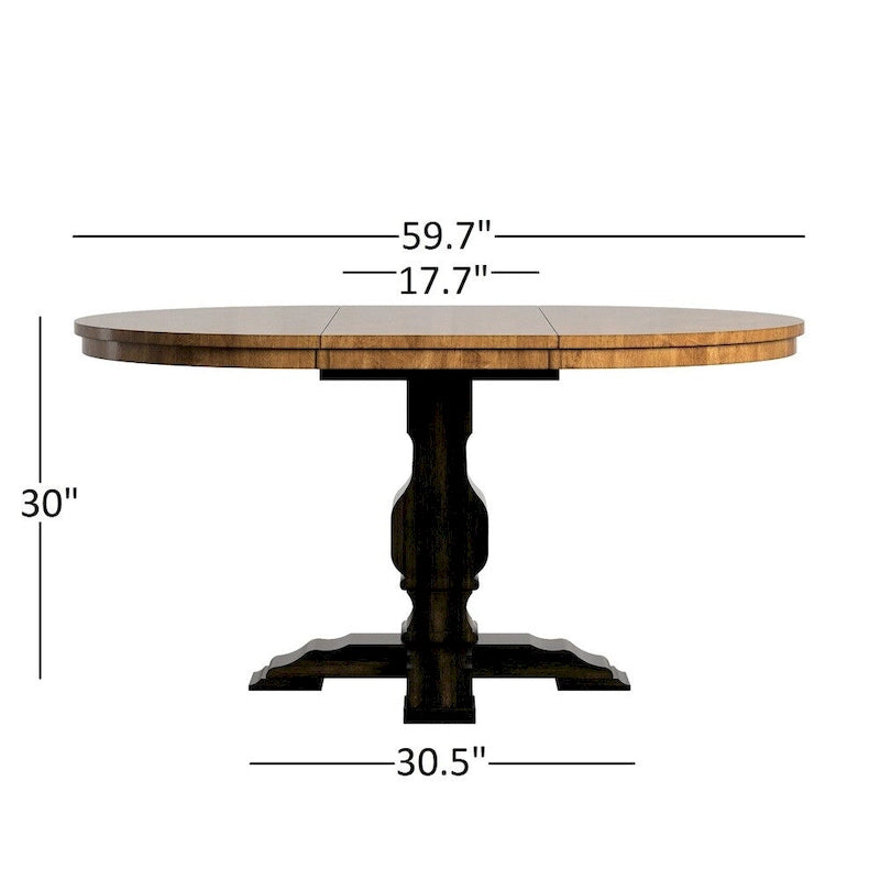 Black Extending Oval Wood Table Slat Back 5-piece Dining Set