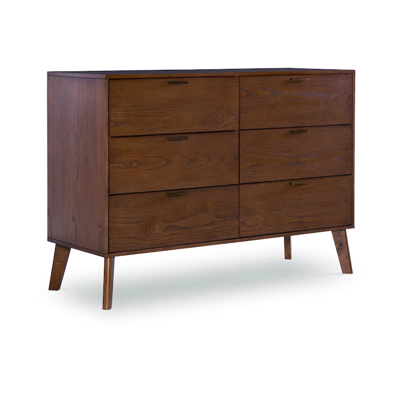 Wooden Mid-Century 6-Drawer Dresser