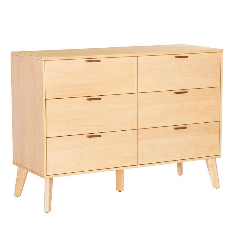 Wooden Mid-Century 6-Drawer Dresser