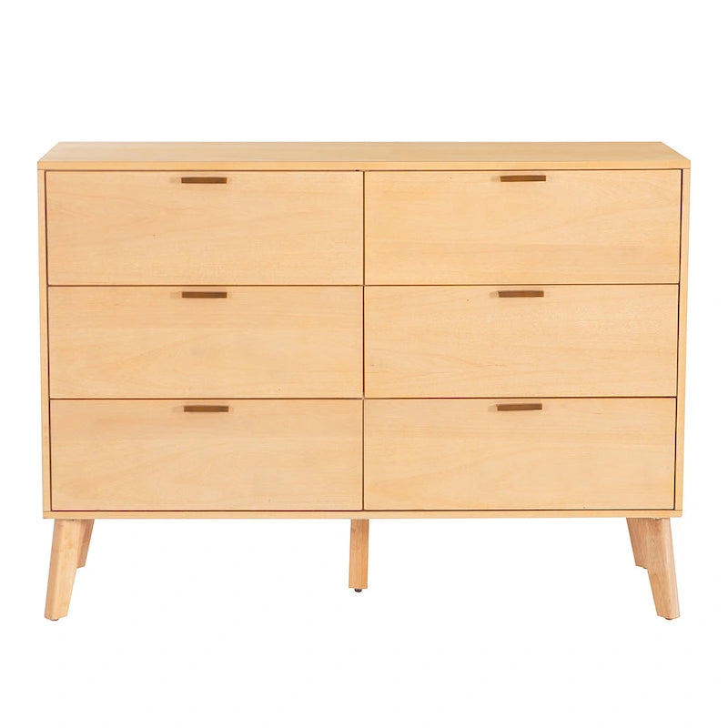 Wooden Mid-Century 6-Drawer Dresser