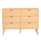 Wooden Mid-Century 6-Drawer Dresser