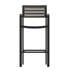 Commercial Grade Outdoor Bar Stool with Armrests and Poly Resin Slats