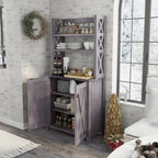 Rustic Wood Multi-shelf Microwave Cabinet