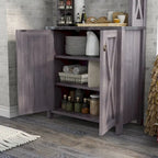 Rustic Wood Multi-shelf Microwave Cabinet