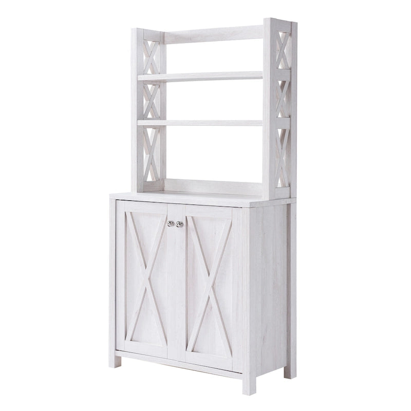 Rustic Wood Multi-shelf Microwave Cabinet