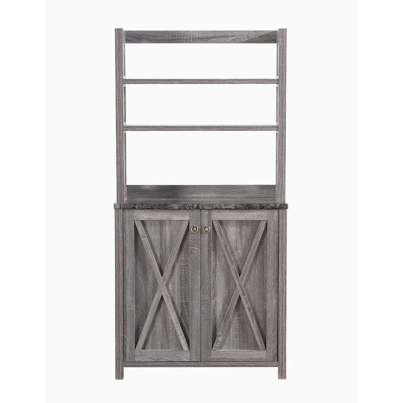 Rustic Wood Multi-shelf Microwave Cabinet