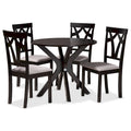 Modern and Contemporary 5-Piece Wood Dining Set-Grey/Dark Brown