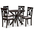 Modern and Contemporary 5-Piece Wood Dining Set-Grey/Dark Brown