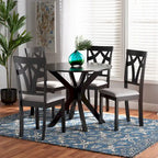 Modern and Contemporary 5-Piece Wood Dining Set-Grey/Dark Brown