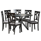 Modern and Contemporary 5-Piece Wood Dining Set-Grey/Dark Brown