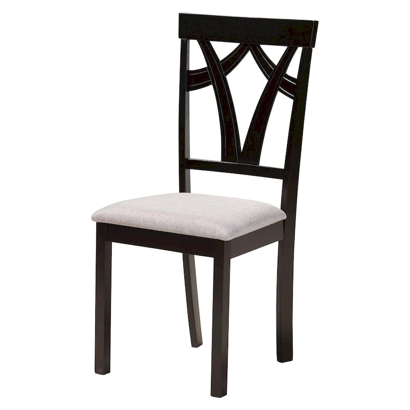 Modern and Contemporary 5-Piece Wood Dining Set-Grey/Dark Brown