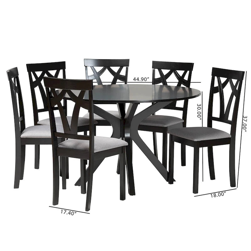 Modern and Contemporary 5-Piece Wood Dining Set-Grey/Dark Brown