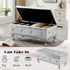 Luxury Storage Ottoman Bench, PU Upholstered Flip Top Ottoman