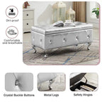 Luxury Storage Ottoman Bench, PU Upholstered Flip Top Ottoman