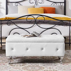 Luxury Storage Ottoman Bench, PU Upholstered Flip Top Ottoman