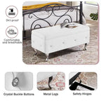 Luxury Storage Ottoman Bench, PU Upholstered Flip Top Ottoman