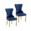 Caily Tufted Velvet Dining Chairs with Gold Chrome Legs