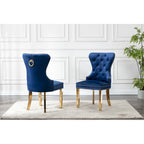 Caily Tufted Velvet Dining Chairs with Gold Chrome Legs