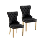 Caily Tufted Velvet Dining Chairs with Gold Chrome Legs