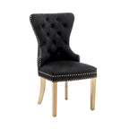 Caily Tufted Velvet Dining Chairs with Gold Chrome Legs