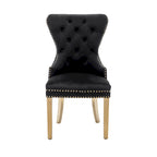 Caily Tufted Velvet Dining Chairs with Gold Chrome Legs