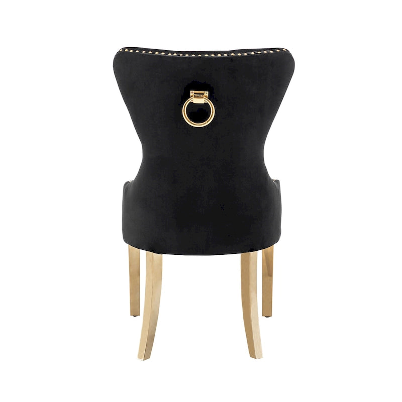 Caily Tufted Velvet Dining Chairs with Gold Chrome Legs
