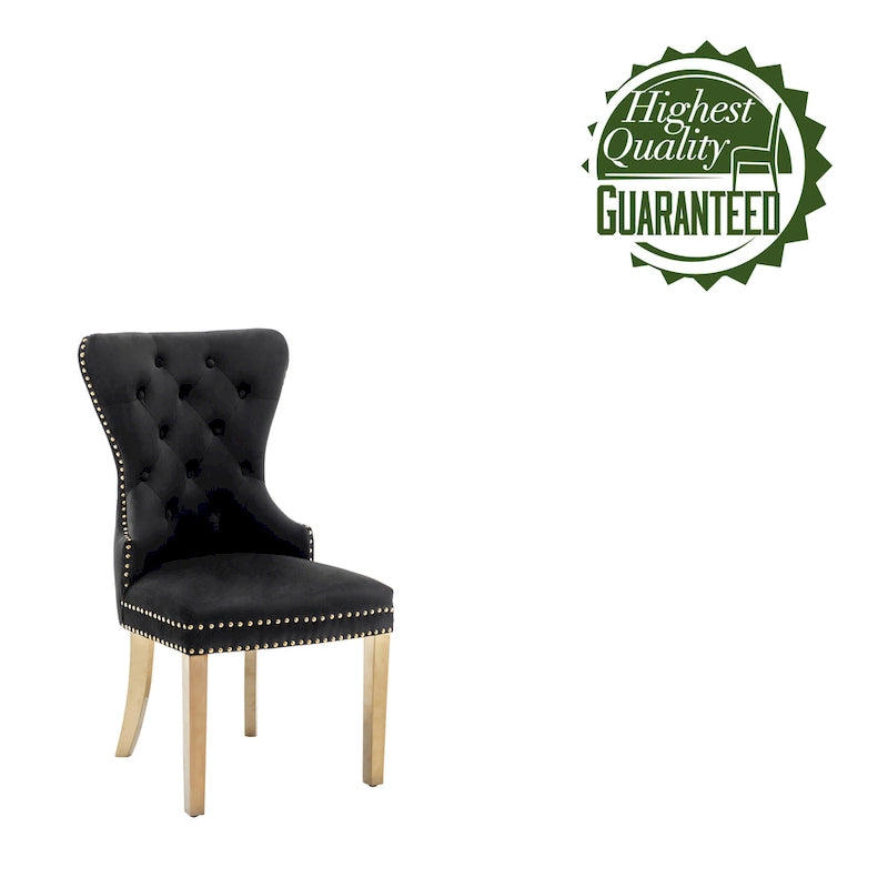 Caily Tufted Velvet Dining Chairs with Gold Chrome Legs