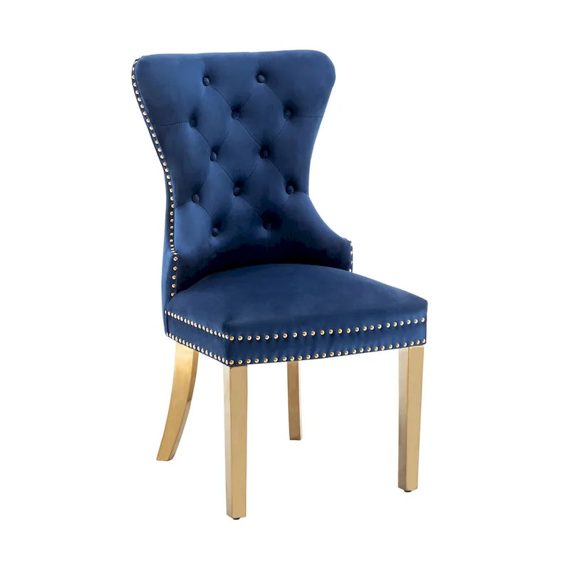 Caily Tufted Velvet Dining Chairs with Gold Chrome Legs