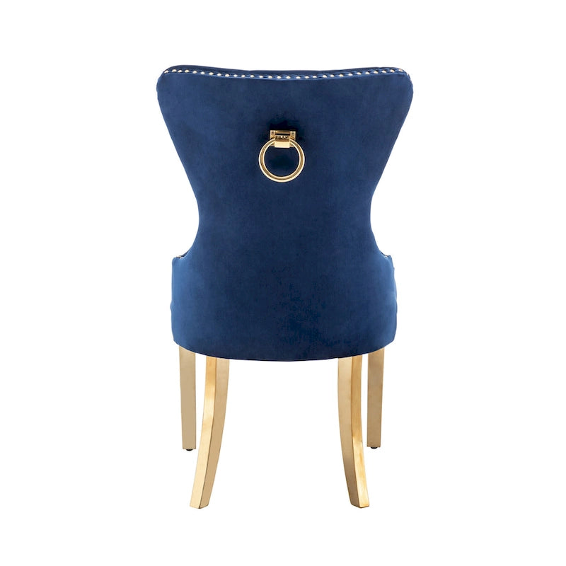 Caily Tufted Velvet Dining Chairs with Gold Chrome Legs