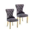 Caily Tufted Velvet Dining Chairs with Gold Chrome Legs