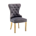 Caily Tufted Velvet Dining Chairs with Gold Chrome Legs