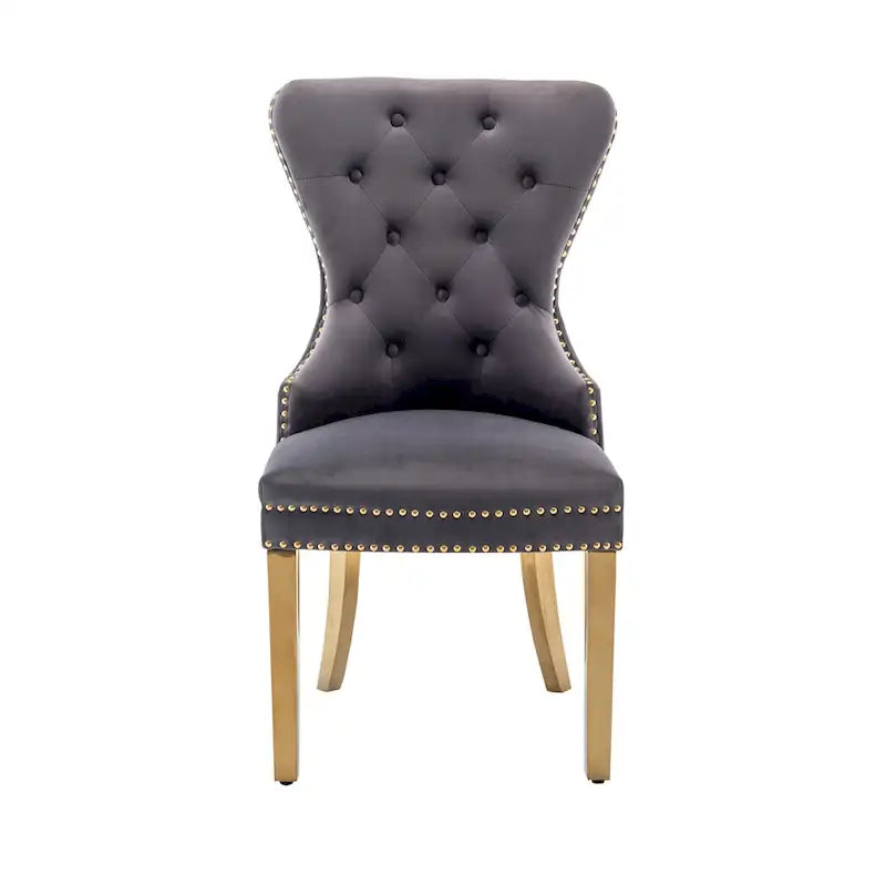 Caily Tufted Velvet Dining Chairs with Gold Chrome Legs