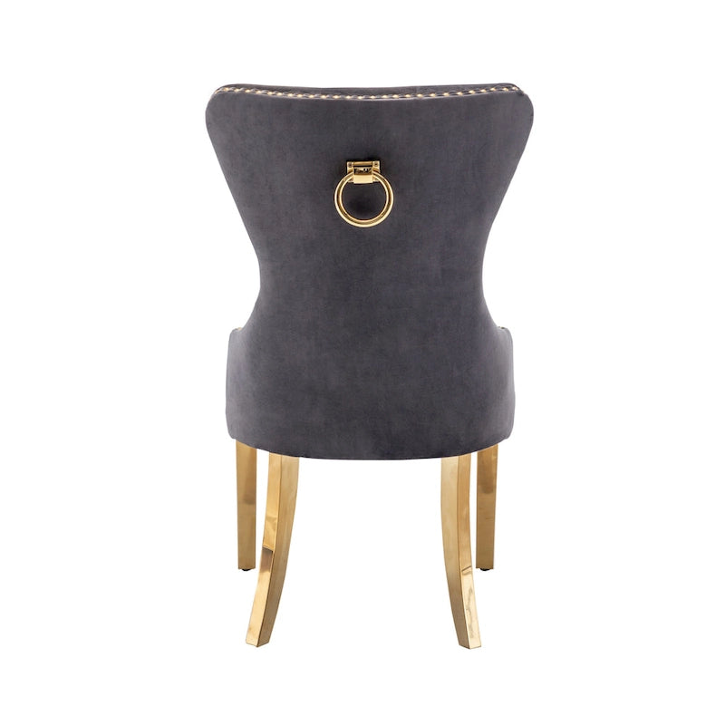 Caily Tufted Velvet Dining Chairs with Gold Chrome Legs