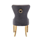 Caily Tufted Velvet Dining Chairs with Gold Chrome Legs
