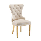 Caily Tufted Velvet Dining Chairs with Gold Chrome Legs