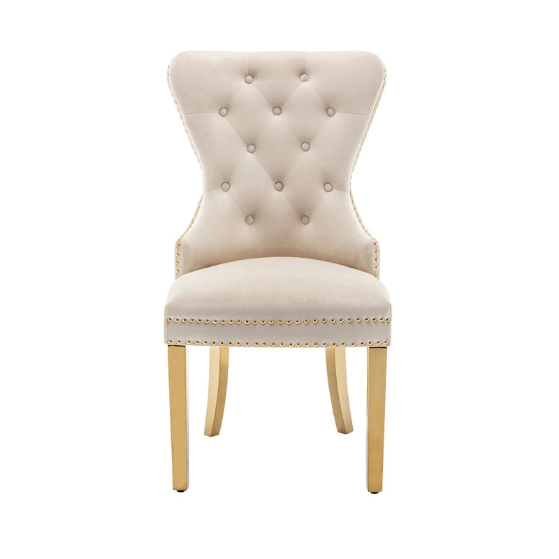 Caily Tufted Velvet Dining Chairs with Gold Chrome Legs