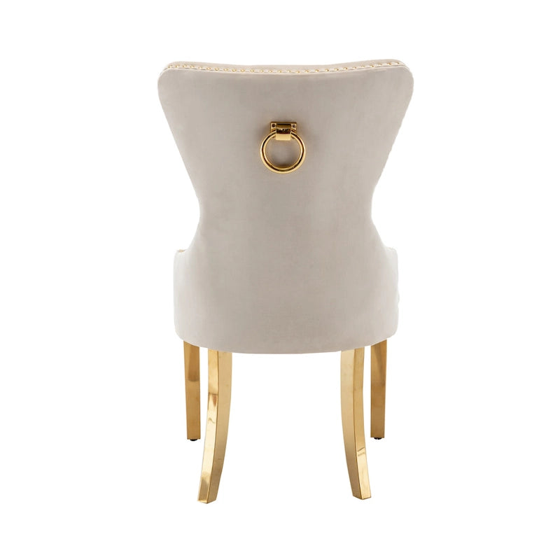 Caily Tufted Velvet Dining Chairs with Gold Chrome Legs