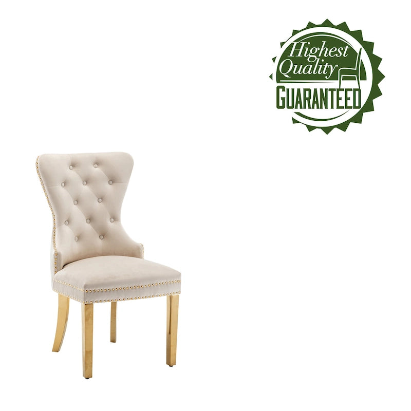 Caily Tufted Velvet Dining Chairs with Gold Chrome Legs