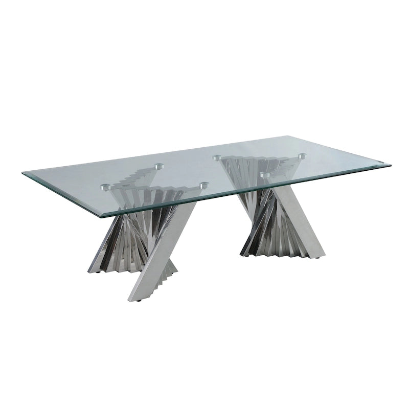 Modern Glass Coffee Table w/ Spiral Base Coffee Table