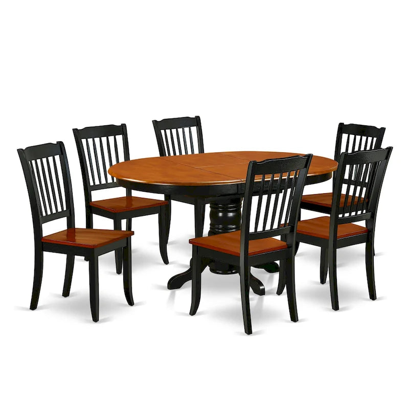 Dining Table Set- an Oval Kitchen Table and Kitchen Chairs, 42x60 Inch, Black & Cherry(Pieces Options)