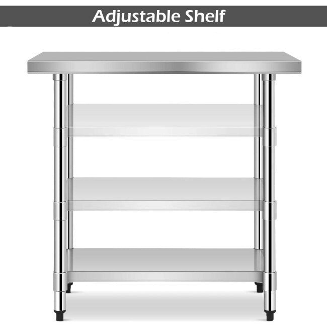 Commercial Kitchen Stainless Steel Work Table 36 inches L x 24 inches W x 35 inches H