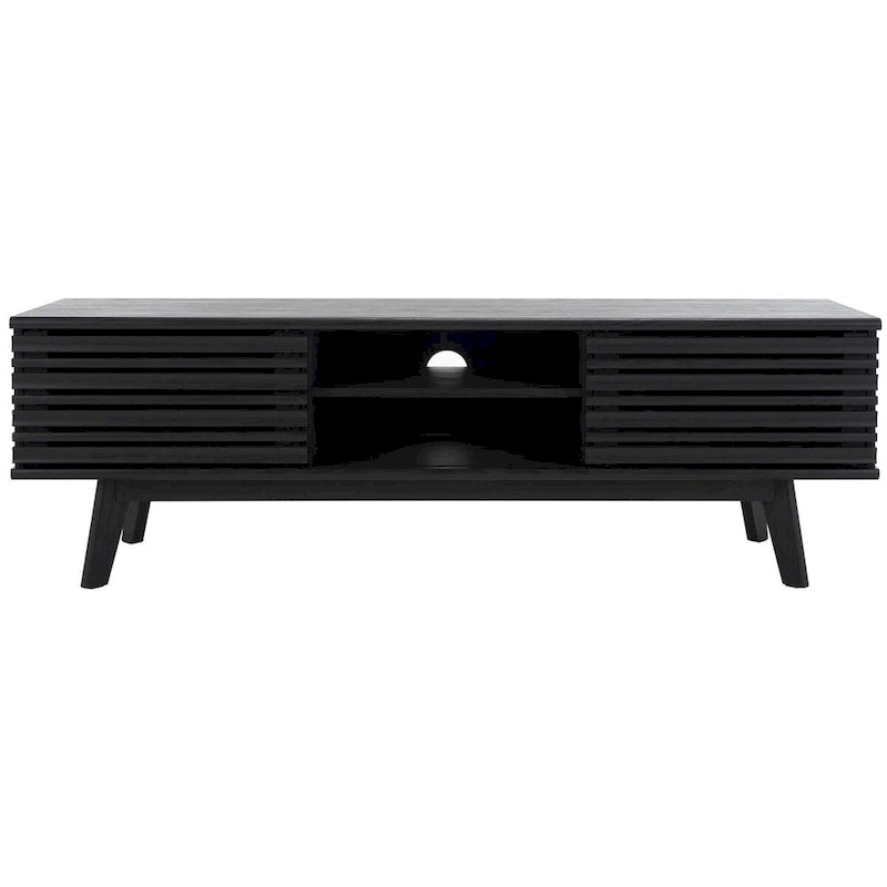 Teela Walnut 59-inch Storage Media TV Stand 59 W x 15 L x 19 H 59Wx15Dx19H