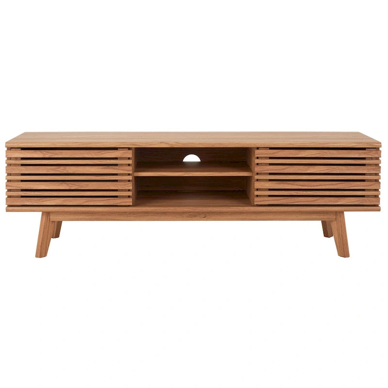 Teela Walnut 59-inch Storage Media TV Stand 59 W x 15 L x 19 H 59Wx15Dx19H