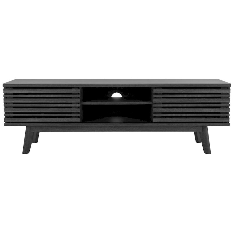Teela Walnut 59-inch Storage Media TV Stand 59 W x 15 L x 19 H 59Wx15Dx19H