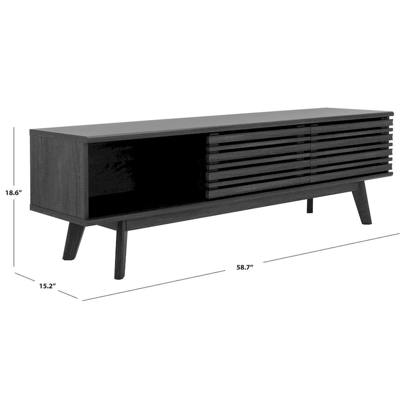 Teela Walnut 59-inch Storage Media TV Stand 59 W x 15 L x 19 H 59Wx15Dx19H